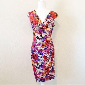 Ralph Lauren Colorful Floral Fitted Ruched Dress